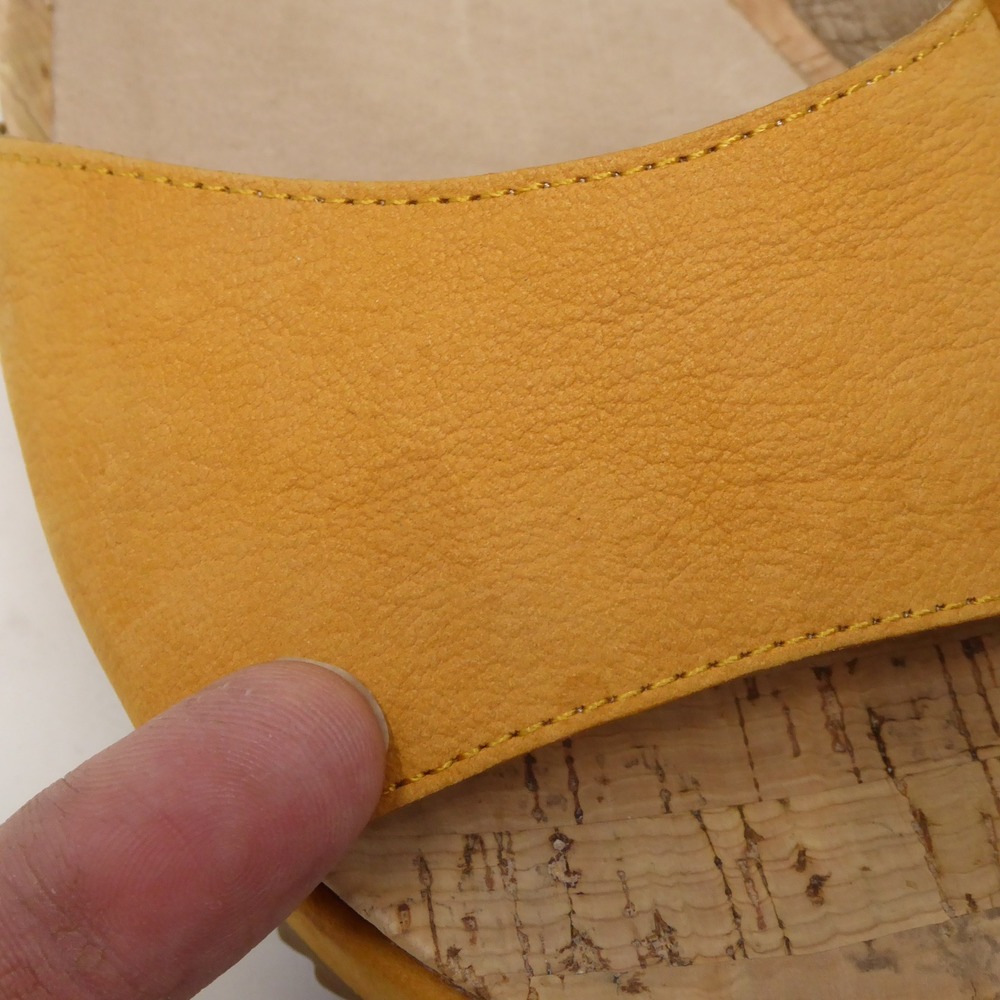Eileen Fisher Emmy Womens Platform Sandals Yellow Leather Cork Wedge 10 - Picture 4 of 9